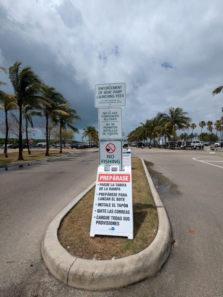Crandon Marina rules and preparation sign